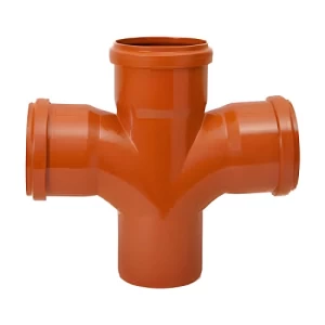 UPVC 87.5° Double Tee Size 82 mm, Length 206 mm, Orange Color | Cosmoplast