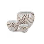 أصيص ورد مصنوع من الفايبر جلاس، شكل دائري ، أبيض، مقاس 37×42×42 سم