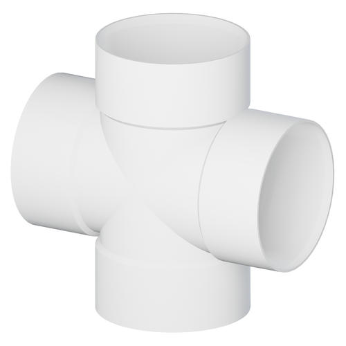 Tee Cross Plastic UPVC 3 inch White, Schedule 40 | Al-Rajhi Pipes