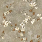 American Wallpaper Dark Beige Color Floral Design, Size 10mx0.53m, Model HN5311