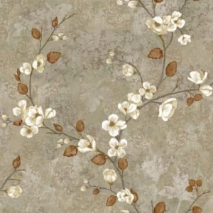 American Wallpaper Dark Beige Floral Design, 10m x 0.53m, Model HN5311 | Balbaid Decor Company