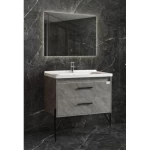 Decorative Wooden Washbasin with LED Mirror, Width 80 cm, Height 48 cm, Depth 46 cm