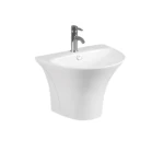 Ceramic Wall Mounted Wash Basin, White Color, Size 40x46.5x54 cm, Round Shape