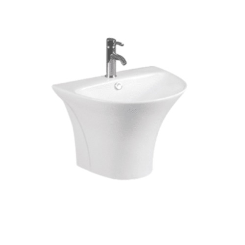 Ceramic Wall Mounted Wash Basin 40x46.5x54 cm White, Round | Al Muhaidib Sanitary and Ceramic