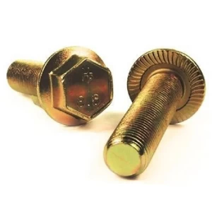 Yellow Zinc Plated Hex Flange Bolt DIN 6921, Size 8 mm Length 40 mm Grade 8.8 | AOBSCO