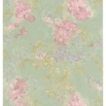 Italian wallpaper, green with pink, length 10 m, width 0.73 m, model 24024