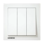 مفتاح اضاءة ثلاثي دركسيون 10 امبير، ابيض، 86×86 مم، 250 فولت | سيمنز (دلتا ريلفا) 