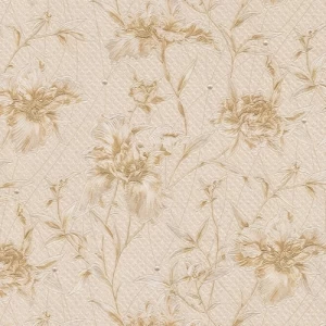 Italian Wallpaper Floral Design Beige Color, Size 10m x 1.06m, Model 82751 | Balbaid Decor Company