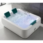 بانيو جاكوزي طول 195 سم عرض 155 سم، لون ابيض