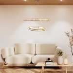 Golden LED Metal Chandelier, Height 100 cm, Diameter 60 cm, Model 800048