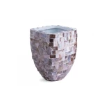 وعاء زرع مصنوع من الفايبر جلاس، بني/ بيج، مقاس 43×30×30 سم