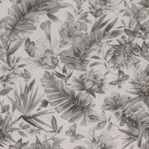 Italian Wallpaper Floral Design Roll Length 10 m Gray Color | Balbaid Decor Company