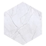 Wolframitec Hexagonal Ceramic, White with Gray Veins, 14 mm Thickness, Size 58.5 × 67.5 cm