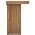 Premium Modern Solid Wood Sliding Door, Size 110×265 cm, Thick 6 cm, Dark Beige, Model M02