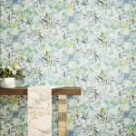 ورق جداري تصميم مشجر، مقاس 10 م×50 سم، لون ازرق فاتح