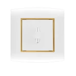 فيش عالمى فتحتين مفرد 16 أمبير الفنار موديل أمنية المقاس  7x7 اللون أبيض بحلقة ذهبى