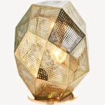 أباجورة طاولات بإضاءة ناعمة لون ذهبى، مقاس 25×25×23 سم