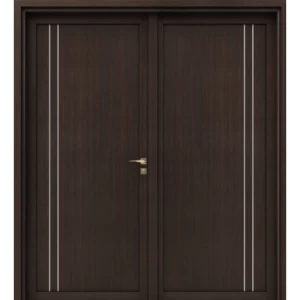 Elegant Design Premium Double Wood Door, 220 × 235 cm, Dark Brown | YT-05273247
