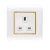 Electrical Switch socket 1g 13 Amp Alfanar Model  Omnia Size 7x7 Colour White with Gold Ring