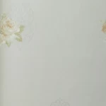 Floral Wallpaper, Length 15.6 meters, Width 106 cm, yellow on green on gray Color