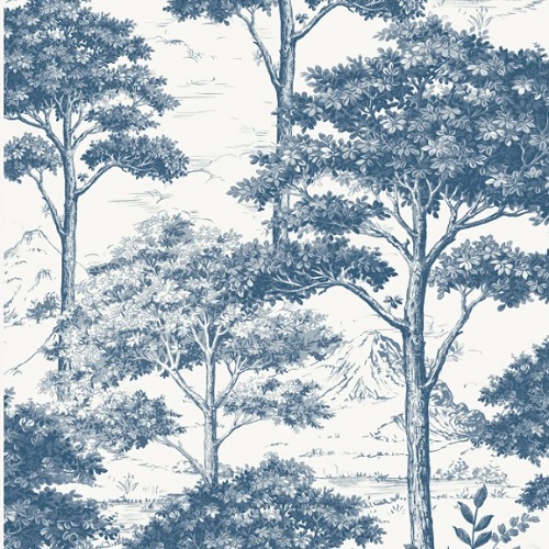 Belgian Leaf-Patterned Wallpaper 10m x 0.53m, Light Blue | Abyat Company Maison