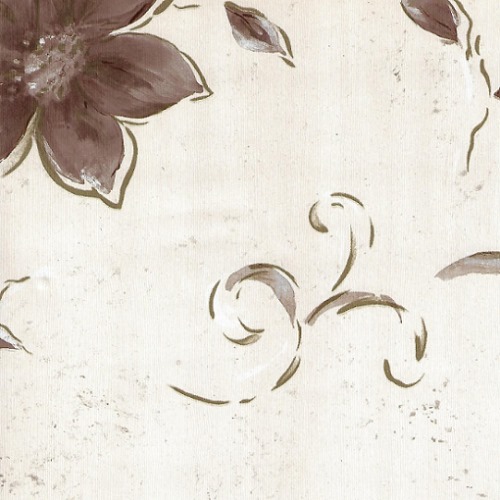 Floral Wall Decoration 10m x 53cm Brown on White and Beige | Luxury line