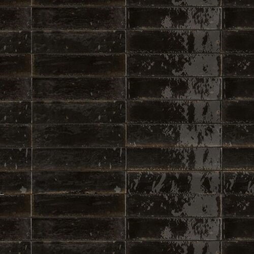 Italian Gloss Ceramic Floors 24x6 cm, Stone Design, Black Color | 