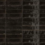 أرضيات سيراميكية إيطالي لامع مقاس 24 ×6 سم، تصميم حجري، لون اسود