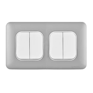 10A Electrical Light Switch 4 Gang 2 Way, Light Silver, 7x14cm, 250V | Spectra