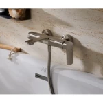 خلاط حوض استحمام نحاس مقاس 30×19×18 سم، لون فضي