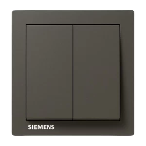 مفتاح مزدوج 10 امبير 1 اتجاه، 86×86 مم، رمادي داكن | Siemens (Delta Relfa)