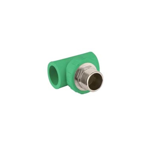PPR Tee with Male Insert Size 1/2×25 inch Green Color | Al-Manar Pipes Factory