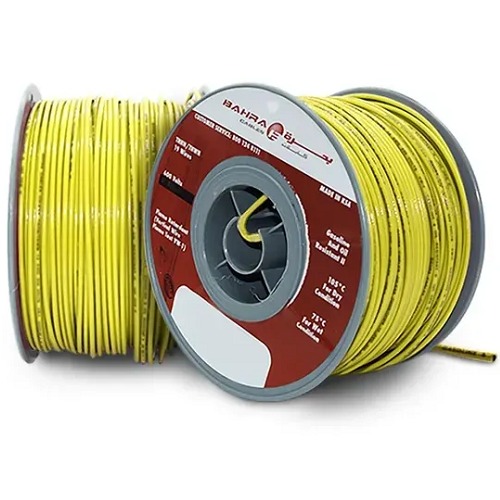 BAHRA THHN electrical wire, Saudi American, 600 volts, 6 AWG, made of stranded copper, PVC insulation, yellow color, Nylon Jacket.