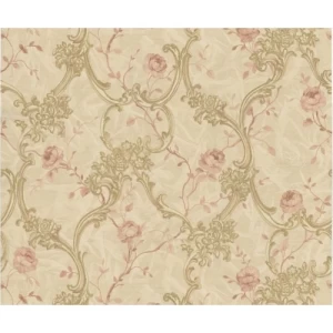 Italian Wallpaper Floral Design Beige Color, Size 10mx0.73m, Model 81160 | Balbaid Decor Company