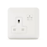 فيش مفرد 13 أمبير مع مدخل يو اس بي 2.1 امبير، لون ابيض، 7×7 سم | سبكترا