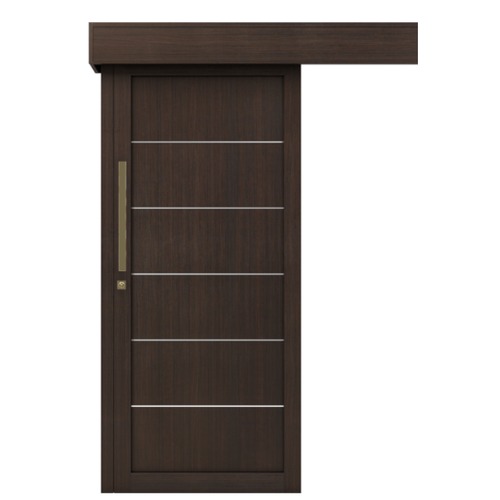 باب سحاب بريميوم خشب صلب 110× 265 سم، سمك 6 سم، بني غامق | M01