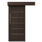 Premium Solid Wood Sliding Door, Dark Brown, Size 110× 265 cm, thickness 6 cm, Model Number M01