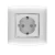 schuko socket With shutter 1 gang 16 Amp Alfanar Model  Omnia Size 7x7 Colour Silver with Chrome Ring