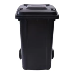 High-Density Polyethylene Plastic Waste Bin, Dimensions 54x44.5x90 cm, Capacity 120 Liters, Black Color, Model GPVIP