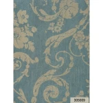 Italian Wallpaper Turquoise Color Floral Design, Size 10mx0.73m, Model 305009