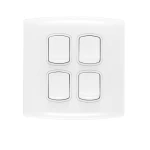 مفتاح كهرباء رباعى 10 امبير  ألف الفنار مقاس 7×7 سم اللون ابيض 