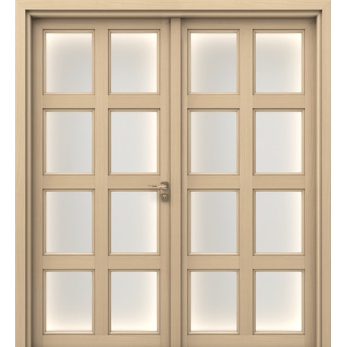 Double-Sided Wood Plastic Composite Door WPC, 220x235 cm, 6 cm Thickness, Light Wood | WPC-GPR05