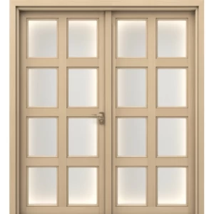 Double-Sided Wood Plastic Composite Door WPC, 220x235 cm, 6 cm Thickness, Light Wood | WPC-GPR05