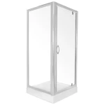 Bathroom Shower Cabin Chrome with Square Acrylic Shower Tray, Width 90 cm, Length 90 cm, Height 185 cm | Aldossary Company