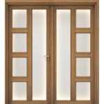 ابواب خشب بريميوم للمداخل، ثنائي، مقاس 220 × 235 سم، سمك 6 سم، بني، موديل GPR07