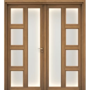Premium Wood Entrance Doors Double 220×235 cm 6 cm Thickness Brown Model GPR07 | YT-46839522