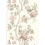  ورق جدران ايطالي لون بيج فاتح تصميم ورود، مقاس 10 م×0.70 م، موديل 15001