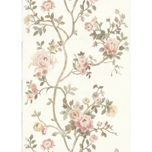 Italian Wallpaper Floral Design Light Beige, Size 10mx0.70m, Model 15001 | Balbaid Decor Company