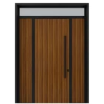باب خارجي من الألمنيوم، مقاوم للصدأ، لون أسود مع بني، موديل 85