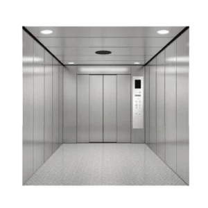 Machine-room-less Freight Elevator 1600 KG Load 0.5 m/s Stainless Steel Double-Folded Center Door | 